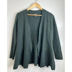 ADRIENNE VITTADINI Merino wool open front cardigan dark green womens size Large